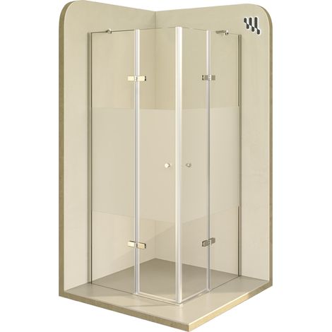 Mampara de Ducha Alice 100x90x180cm -NO REVERSIBLE- Puertas abatibles, Ajuste 99,3-101,3x89,3-91,3cm Perfiles Cromados, Cristal transparente 6mm