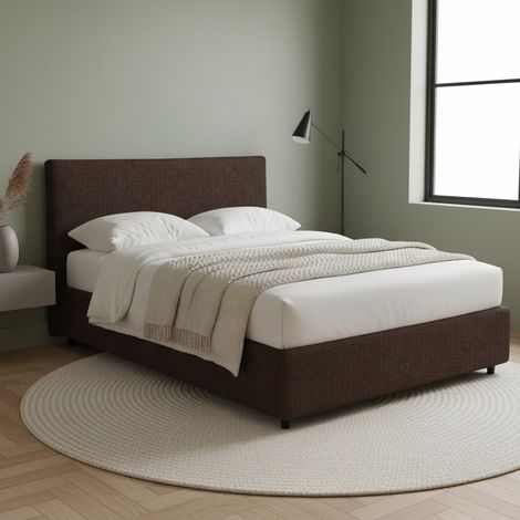 Letto Matrimoniale Crewe, Sfoderabile, Contenitore Made in Italy, Marrone (1/5)