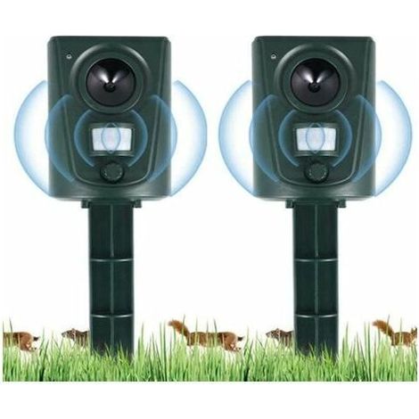 Répulsif ultrasonique pour chats et chiens avec capteur de mouvement jusqu’à 30 m, étanche et résistant aux intempéries, installation facile sur piquet