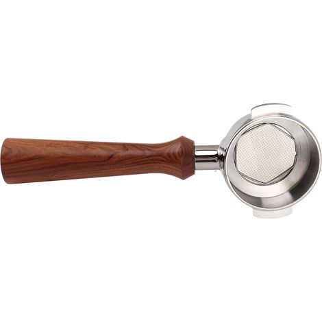 Porte-filtre 58 mm en acier inoxydable pour café et thé, bec verseur unique, poignée en bois, accessoires de café style F, palissandre de Thaïlande (1/5)