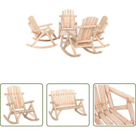 Holzschaukelstuhl - 5-tlg. Garten-Lounge-Set Massivholz Fichte (1/5)