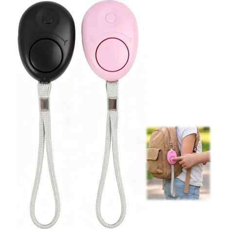 Confezione da 2 allarmi di sicurezza personali con sirena da 130 dB e luce LED, portachiavi compatto per donne, bambini e anziani, autodifesa portatile (1/5)