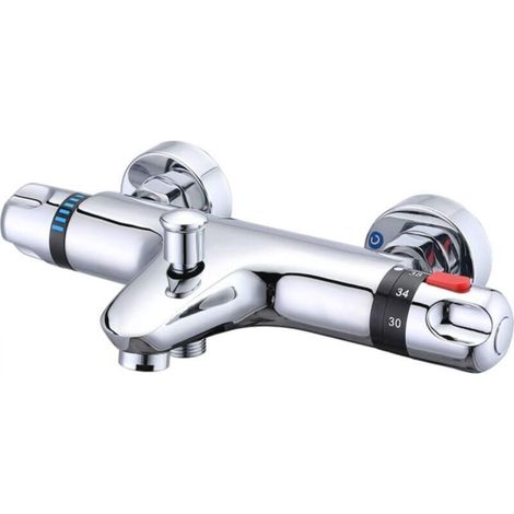 Imported inverted thermostatic bathtub faucet, wall-mounted bathtub faucet, thermostatic shower faucet with hot water, triple constant temperature, standard accessories (1/5)