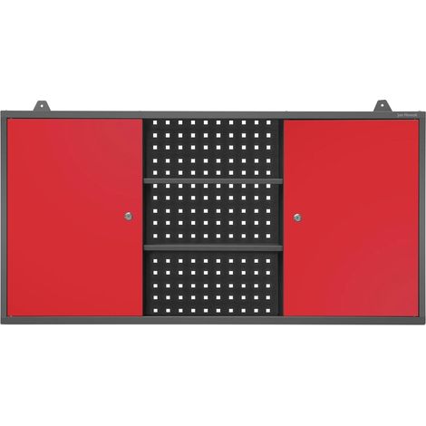 Armoire murale de garage BEN, 1200 x 600 x 200 mm, rouge anthracite