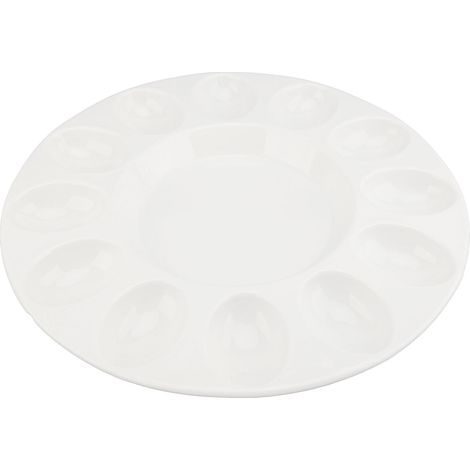Plateau à œufs mimosa robuste et résistant à la chaleur, pouvant contenir 12 œufs, en céramique blanche, pour réfrigérateur. (1/5)