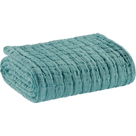 VIVARAISE - Jeté de lit Swami Vivaraise en coton 100% - Couleur Lichen - 240 x 260 cm