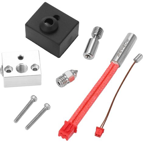 3D-Drucker-Heizteile: 300 °C, 24 V, 40 W Heizstab, Thermodraht-Heizblock, Halsrohr, 0,4 mm Düse, Silikonhülsen-Set (1/5)