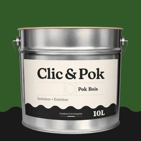 Peinture Bois Extérieur – POK BOIS - 10L - RAL 6002 - Vert feuillage- Résistante aux intempéries - Ne s'écaille pas