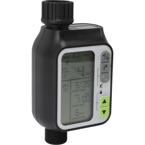 Minuteur d'arrosage automatique programmable pour tuyau d'arrosage, avec fonction retardateur pluie et arrosage manuel. (1/5)