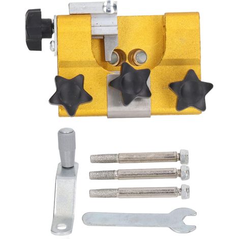 Affûteuse de tronçonneuse portable, affûteuse portable manuellement outil d'affûtage scie à chaîne avec 3 têtes meulage - (1/5)