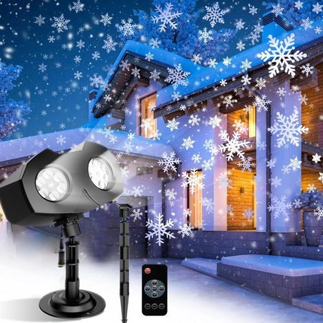 1 projecteur LED flocon de neige, double tête rotative 270°, étanche IP65 pour extérieur et intérieur, idéal Noël, mariages, fêtes hivernales (1/5)
