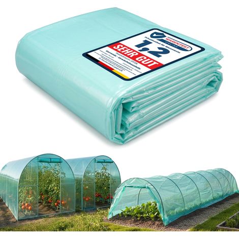 Garronda Bâche pour Serre de Jardin 8x6 m - Film Plastique pour Serre Tunnel LDPE Épais 135μm 3 Couches Anti-UV 4 Saisons Transparent Vert Résistant aux Intempéries et Protège les Cultures GD-0198