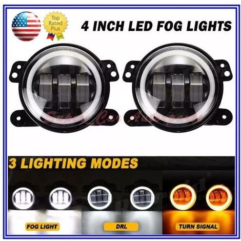 Feux antibrouillard ronds à LED de 4 pouces Angel Eyes DRL pour Jeep Wrangler JK LJ JT (1/4)