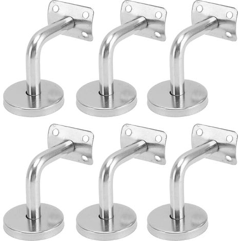 Supports de Main Courante pour Fixation Murale Supports de Rail d'escalier Inox Supports Muraux Supports de Main Courante pour Rampe Escalier Support Mural de Garde-Corps Argent 6 Pièces (1/5)