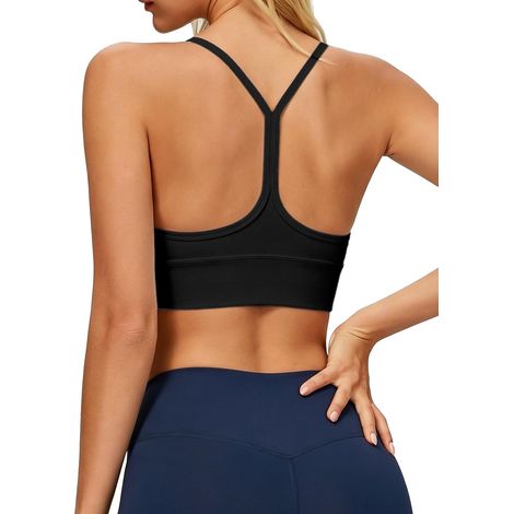 Women's Sports Bra Y-Back Breathable Thin Straps Medium Support Yoga Sports Bra with Removable Pads Without Underwire for Fitness Running (1/5)