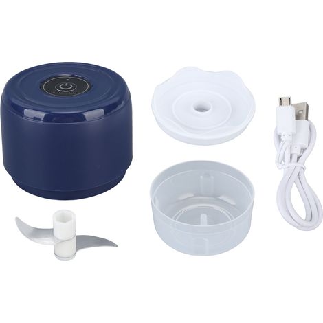 Hachoir à ail électrique mini sans fil, étanche et portable, idéal pour les oignons et le gingembre, parfait pour le camping. Capacité de 100 ml, chargement USB 5 V, bleu. (1/5)