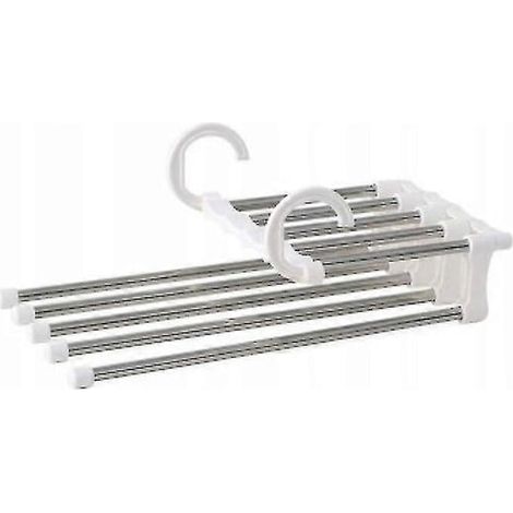 Una percha blanca multifuncional para ropa/pantalones, fabricada en acero inoxidable. (1/4)