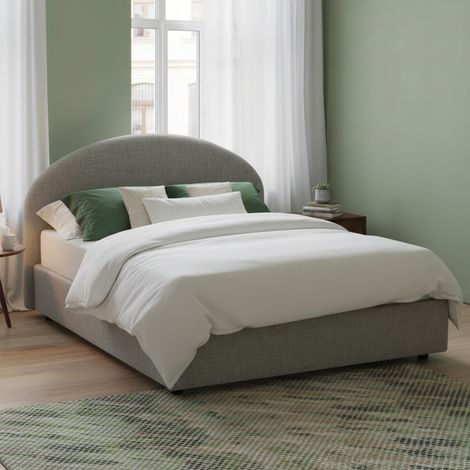 Talamo Italia Cama matrimonial Giulia, Cama contenedor con revestimiento de tela, 100% Made in Italy, Apertura frontal, adecuado para colchón Cm 160x200, Gris, con embalaje reforzado (1/5)