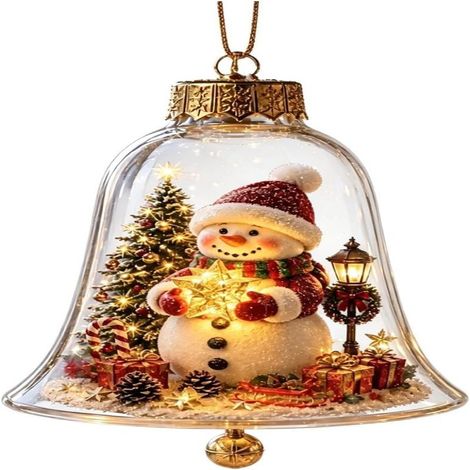Beyamis Sapin de Noël lumineux suspendu en trois dimensions, boule lumineuse rotative (moyenne) bonhomme de neige