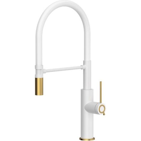 Quadron Gemma Q Line Wasserhahn Stehend Weiß Schnee und Gold
