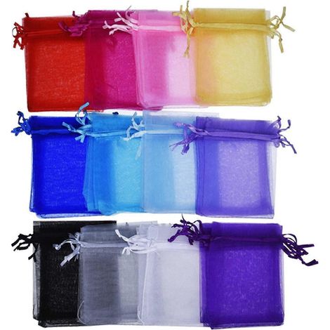 60 Stück Organza-Geschenktüten mit Kordelzug, Schmuckbeutel, Gastgeschenke für Hochzeiten und Partys, 10 x 12 cm, 12 Stück
