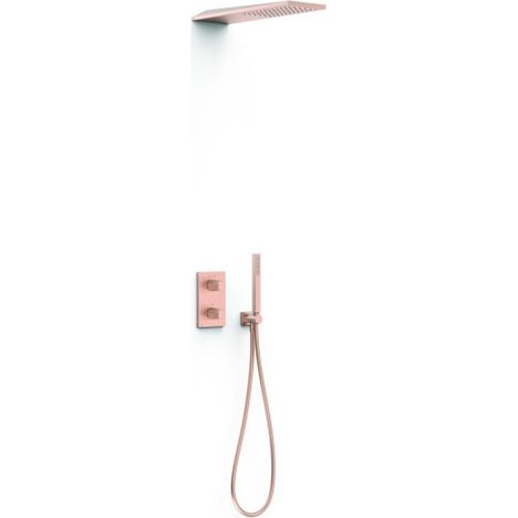Kit robinet thermostatique encastré 2 voies pour douche Therm-box Or Rose Mat 24K - TRES 21135005OPM