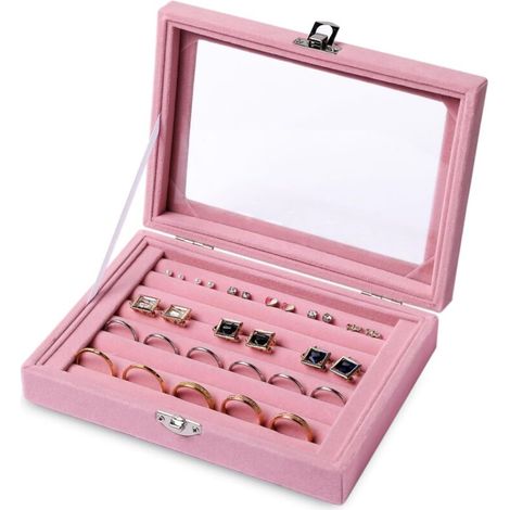 Aufbewahrungsschale für Ringe/Ohrringe mit transparentem Deckel