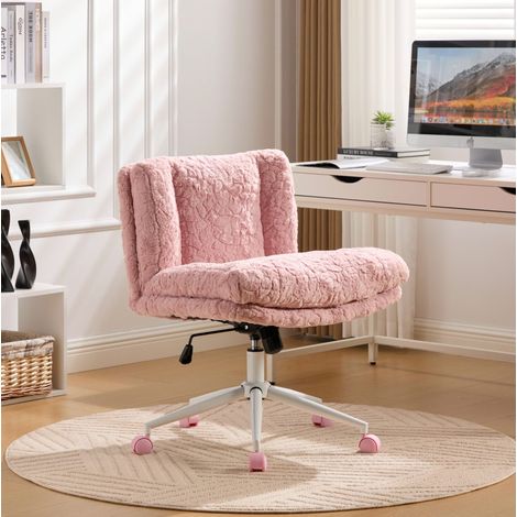 MEUBLIV Bürostuhl Rosa aus Stoff in Felloptik, breiter drehbarer Sitz (1/5)
