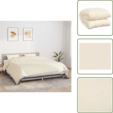 Couverture lestée Crème clair 220x260 cm 11 kg Tissu - Couverture Lestée - Couverture Poids - Literie Relaxante - Sommeil Profond - Réduction Stress (1/5)