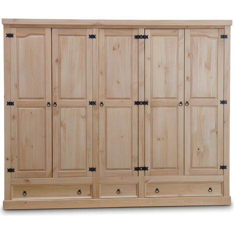 New Mexico Armoire 5 tiroirs avec 3 tiroirs largeur 244 cm, hauteur 195 cm, délavé/ciré. (1/5)