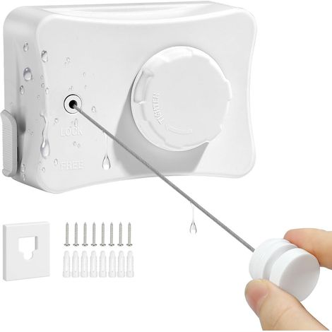 Étendoir à linge rétractable de 5,1 m (16,7 pieds) — Robuste (capacité de 20 kg [44 lb]), en acier inoxydable (1/5)