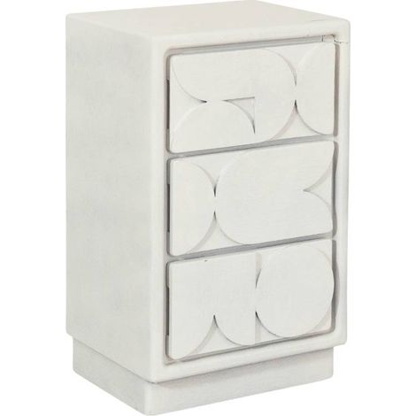 Petite commode 3 portes bois effet béton blanc Danaé (1/5)