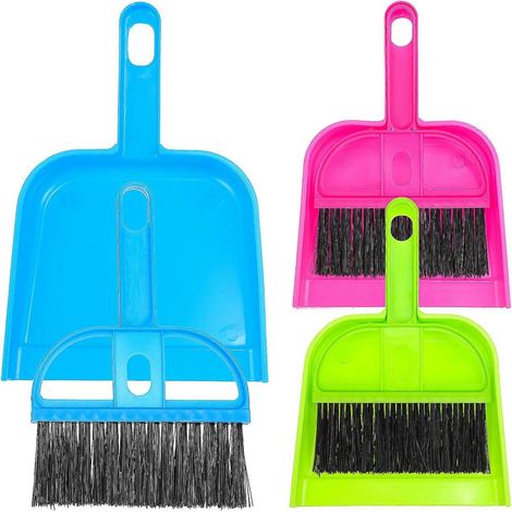 Lot de 3 mini pelles et balais pour cage d'animal de compagnie, brosses, pelles, outils de nettoyage ménager pour bureau