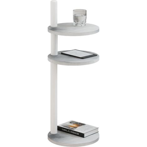 Table d'appoint ronde loft à 3 niveaux 30x30x97 cm métal blanc (1/5)