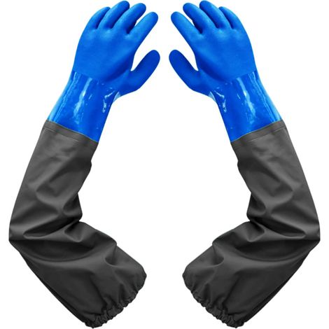 Dankuo Dépolie Étanche Gants Allongés en Caoutchouc - 26 Pouces, Doublure Floquante, Poignets Élastiques - Pour Nettoyage D'étang, Industrie Chimique, Agriculture, Pêche, Construction