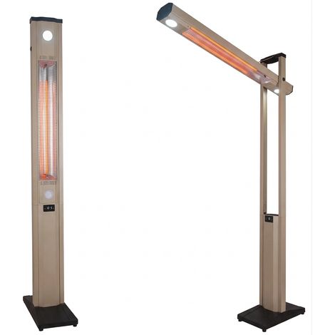 Stufa Elettrica ad infrarossi da Esterno 50x25x200 cm in Fibra di Carbonio con Luce Led Skyline Mocca Mousse (1/5)