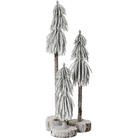 Weihnachtsdeko Mini-Wald 3 beschneite Tannen Ø 16 cm Höhe 45 cm - FSC Mix 100%