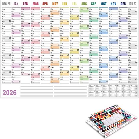 Calendrier de bureau 2026 : calendrier 2026, calendrier mural en anglais, format pliable, comprend des autocollants de planification, en couleur. (1/5)