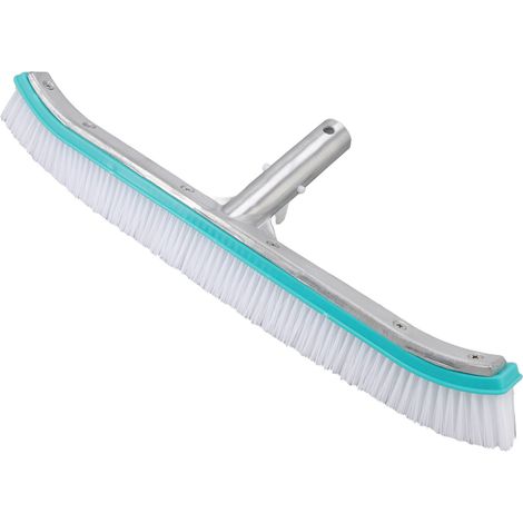 Brosse de piscine 18 pouces en plastique et nylon, outil de nettoyage acier inoxydable pour parois et sol, bleu lac.