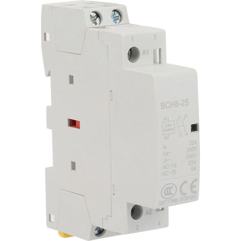 Contacteur secteur domestique 2P 25A 24V 1NO 1NC 50/60Hz, montage sur rail DIN, haute qualité