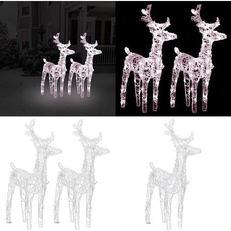 Rennes de Noël 2 pcs 80 LED Blanc chaud Acrylique - Décorations De Noël - Décorations Extérieures - Éclairage Extérieur - Rennes Lumineux - Guirlandes Lumineuses - Home & Living (1/5)