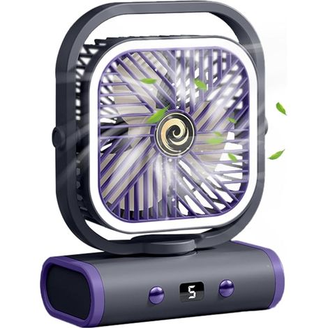 Ventilateur de bureau compact, ventilateur de bureau silencieux refroidisseur - Refroidisseur d'air rechargeable, avec angle d'inclinaison réglable, accessoire de voyage pour la maison, adapté pour la (1/5)