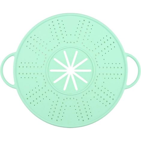 Couvercle anti-débordement en silicone résistant à la chaleur, protégeant les casseroles des débordements, des projections de graisse et assurant une cuisson en toute sécurité (vert). (1/5)