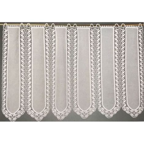 Brise bise en étamine fantaisie macramé Blanc 120x45 cm