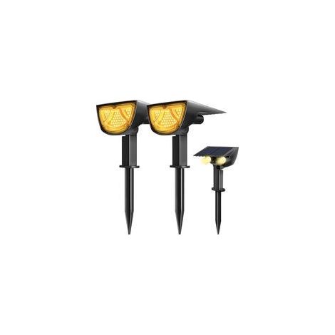 GROOFOO Lot de 2 spots solaires à 43 LED - Lumière chaude - 900 lm - 10 W - étanche - IP65 - Pour jardin,cour,porche,allée,jardin,piscine,terrasse (1/5)