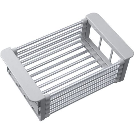 Stainless steel drain basket rack thickened retractable kitchen storage rack rust-proof sink drain basket (1/5)