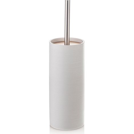 "Portascopino MORITZ bianco in resina acciaio e bambù"
