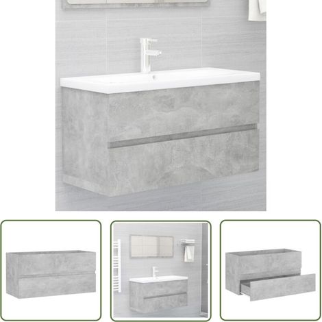 Meuble sous lavabo vasque Armoire d'évier Gris béton 90x38,5x45 cm Aggloméré 19361 (1/5)