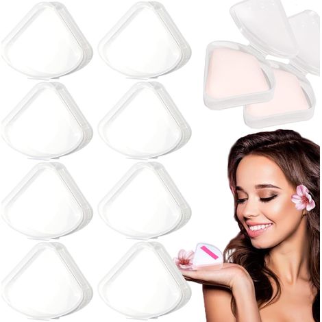 Caja de almacenamiento triangular transparente para esponjas de maquillaje (8 unidades)
