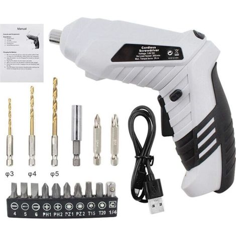 Mini tournevis sans fil électrique sans fil, kit de tournevis électrique avec lumière LED, batterie rechargeable conçue